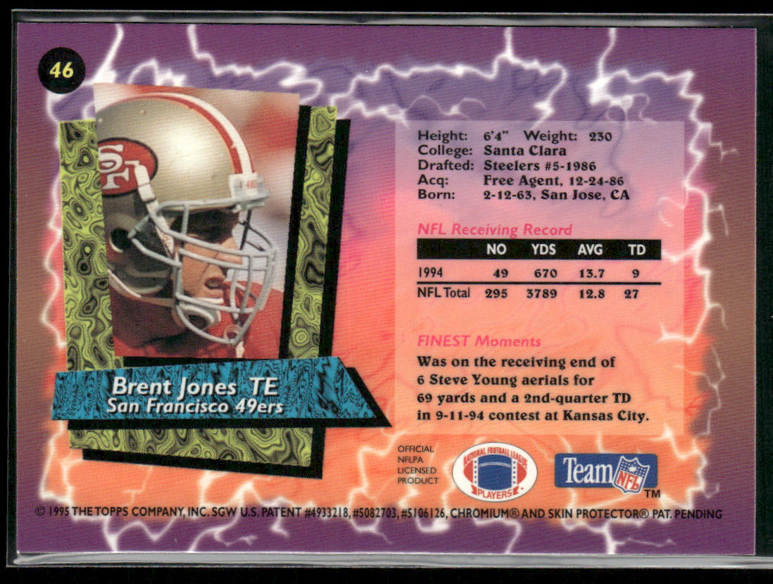 Brent Jones 1995 Finest #46 San Francisco 49ers