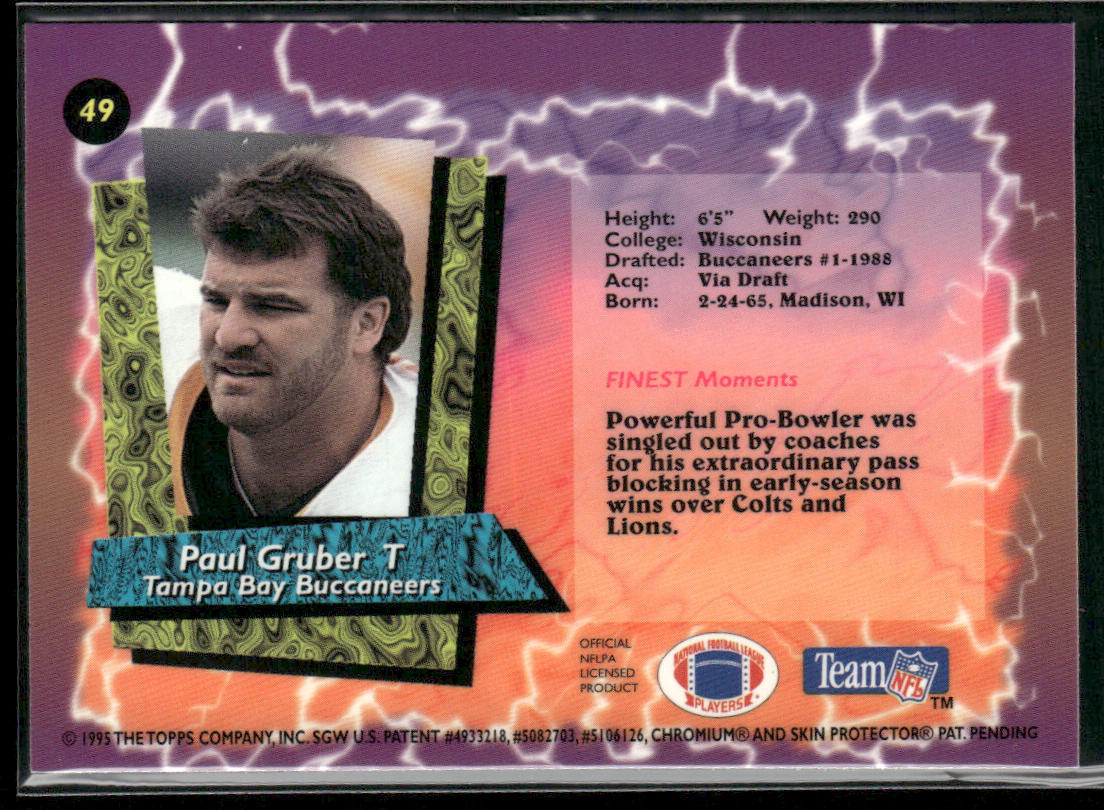 Paul Gruber 1995 Finest #49 Tampa Bay Buccaneers