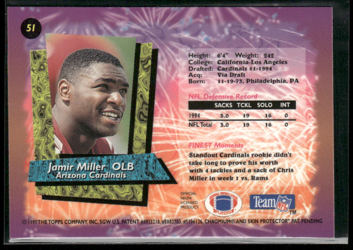 Jamir Miller 1995 Finest #51 Arizona Cardinals