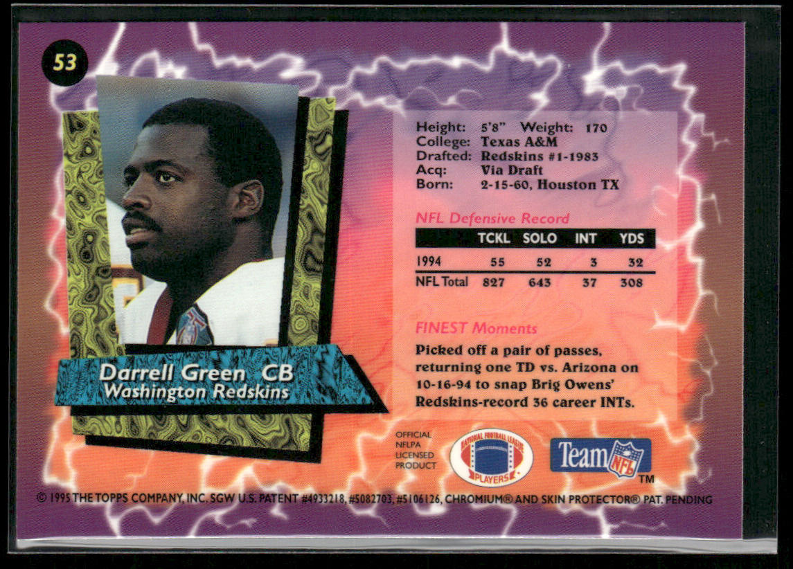 Darrell Green 1995 Finest #53 Washington Redskins