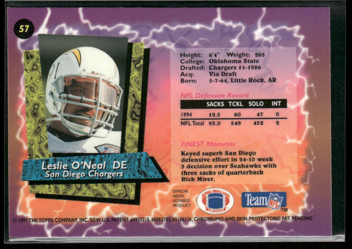 Leslie O'Neal 1995 Finest #57 San Diego Chargers