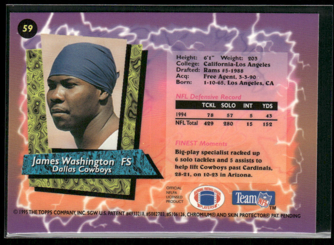 James Washington 1995 Finest #59 Dallas Cowboys
