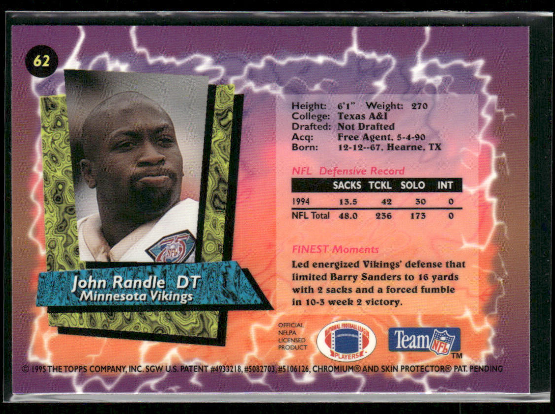 John Randle 1995 Finest #62 Minnesota Vikings