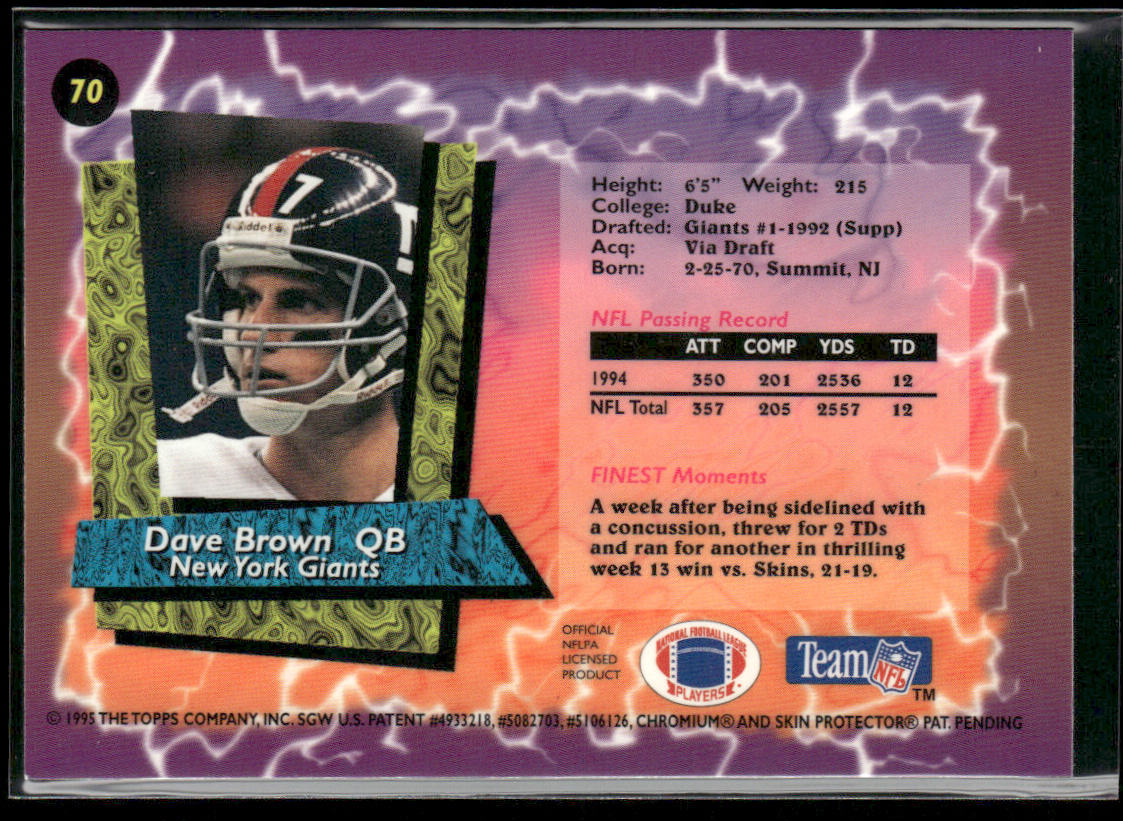 Dave Brown 1995 Finest #70 New York Giants