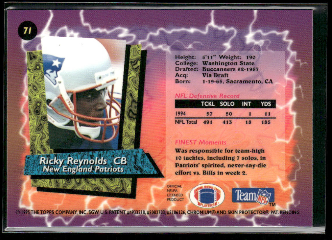 Ricky Reynolds 1995 Finest #71 New England Patriots