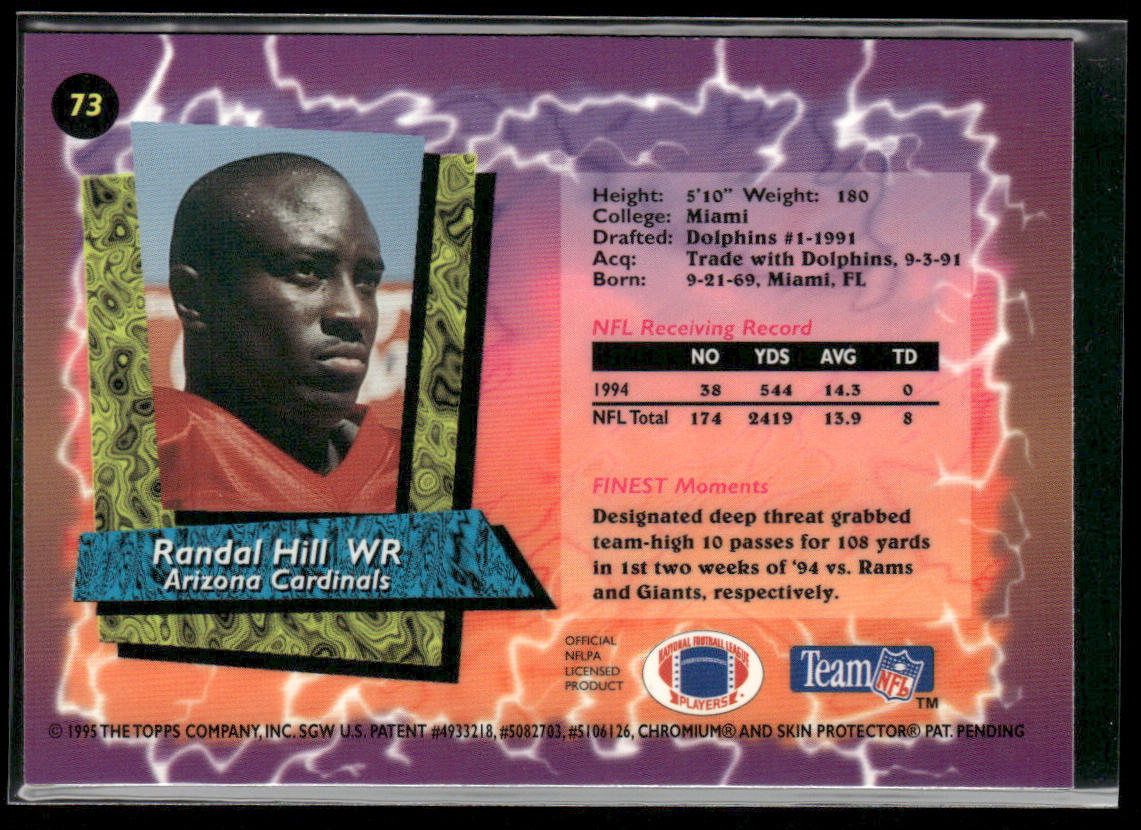Randal Hill 1995 Finest #73 Arizona Cardinals