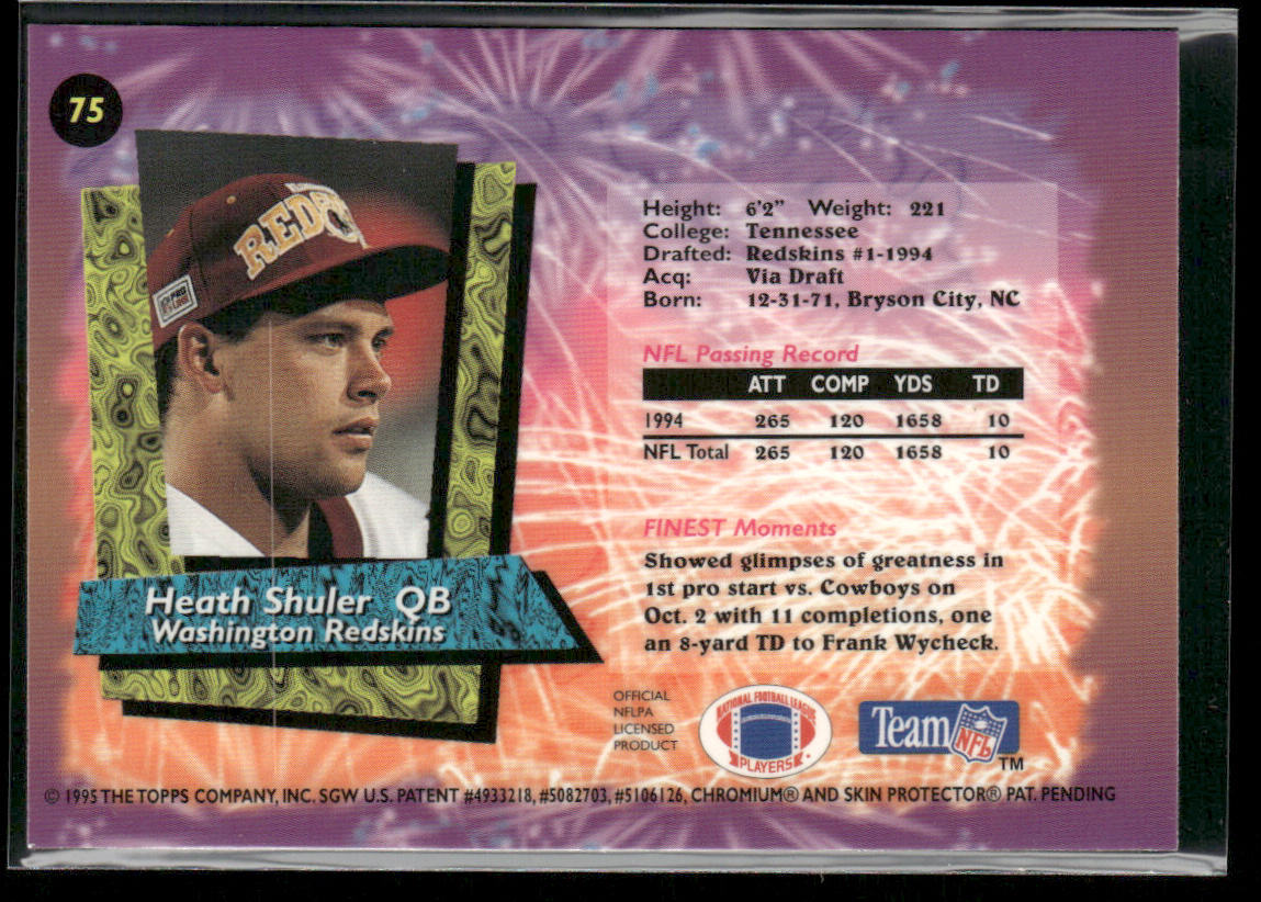Heath Shuler 1995 Finest #75 Washington Redskins