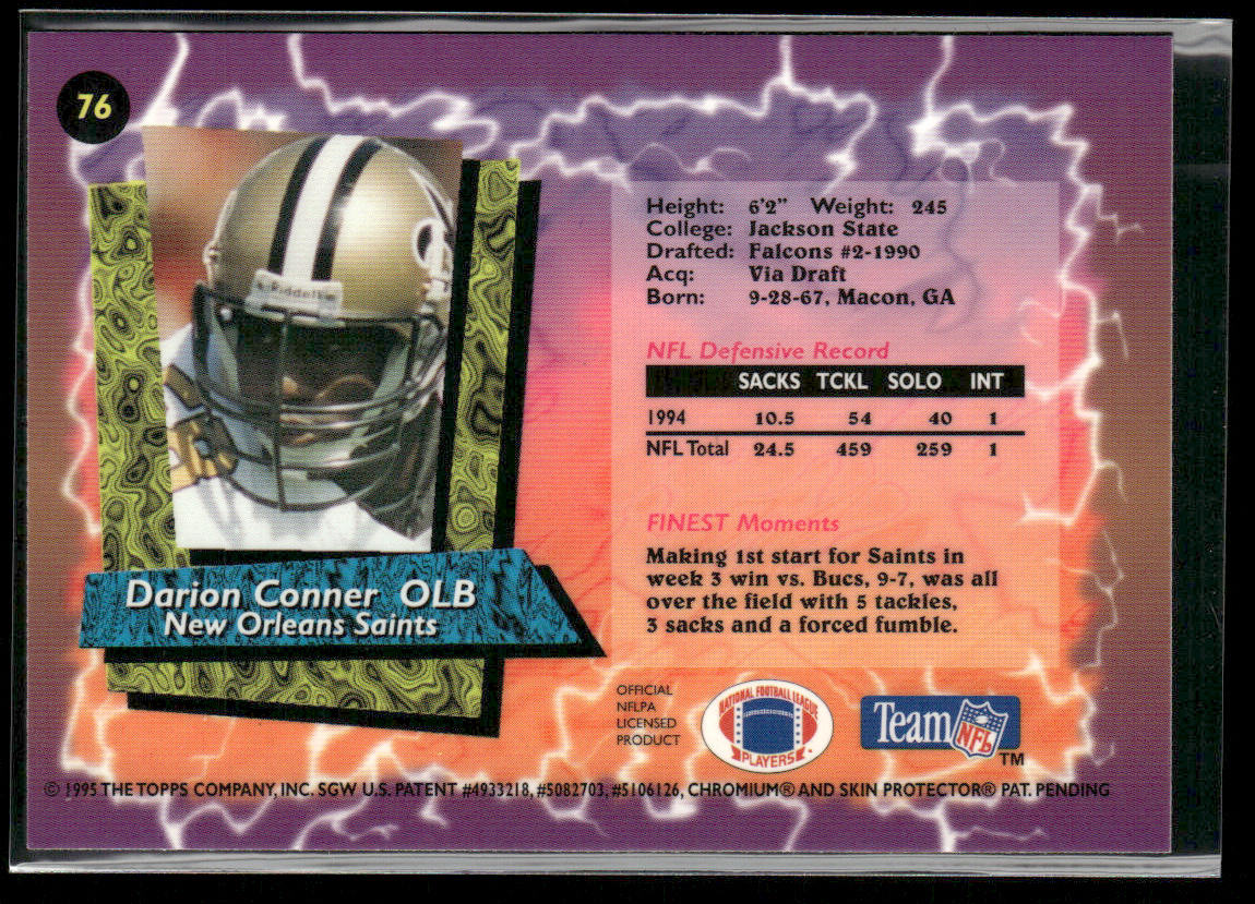 Darion Conner 1995 Finest #76 New Orleans Saints
