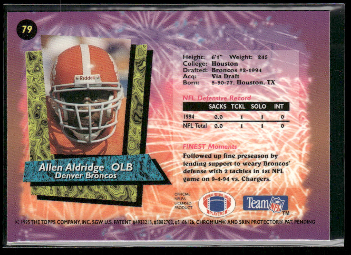 Allen Aldridge 1995 Finest #79 Denver Broncos