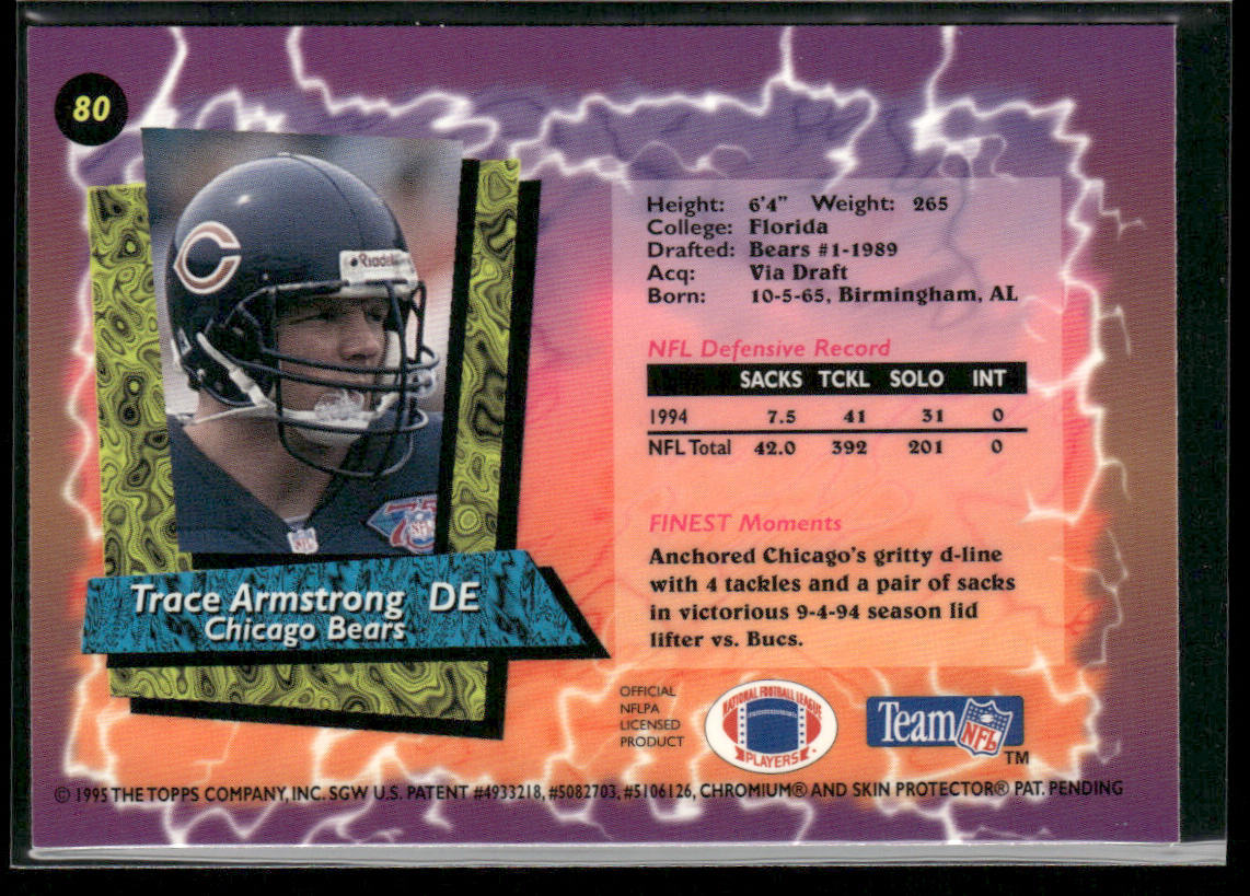 Trace Armstrong 1995 Finest #80 Chicago Bears