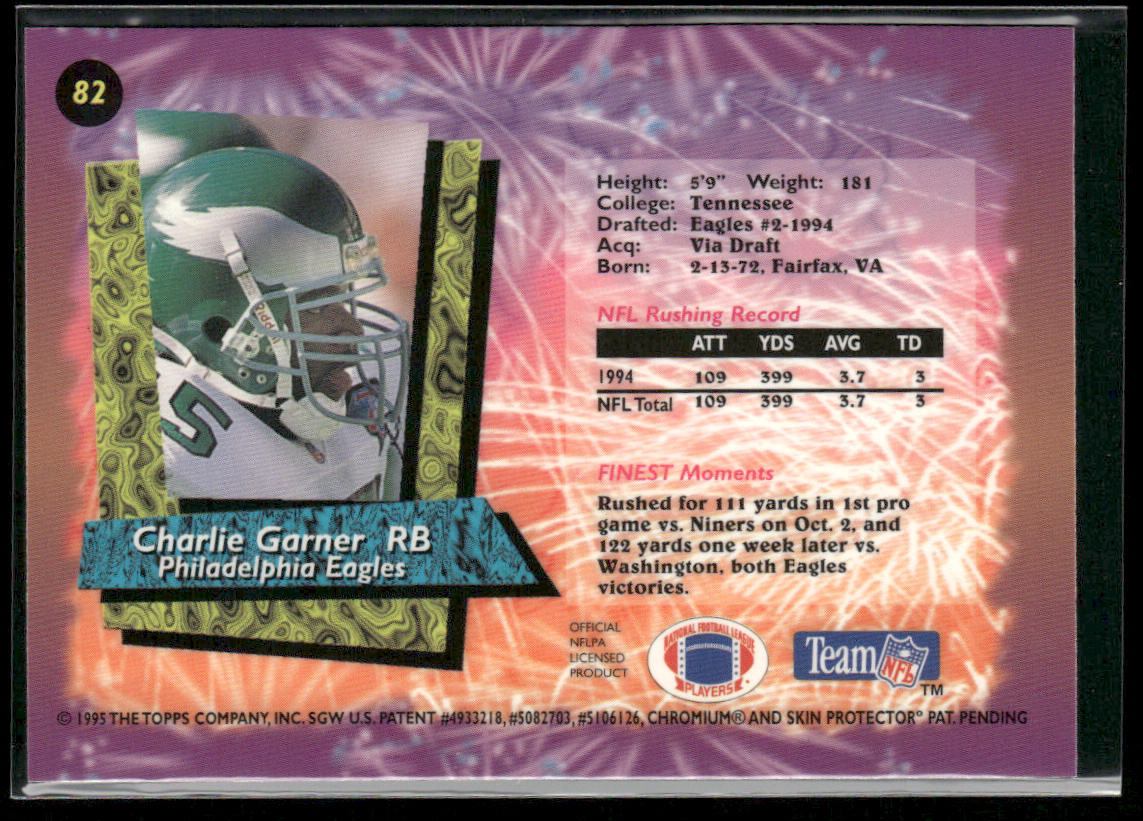 Charlie Garner 1995 Finest #82 Philadelphia Eagles
