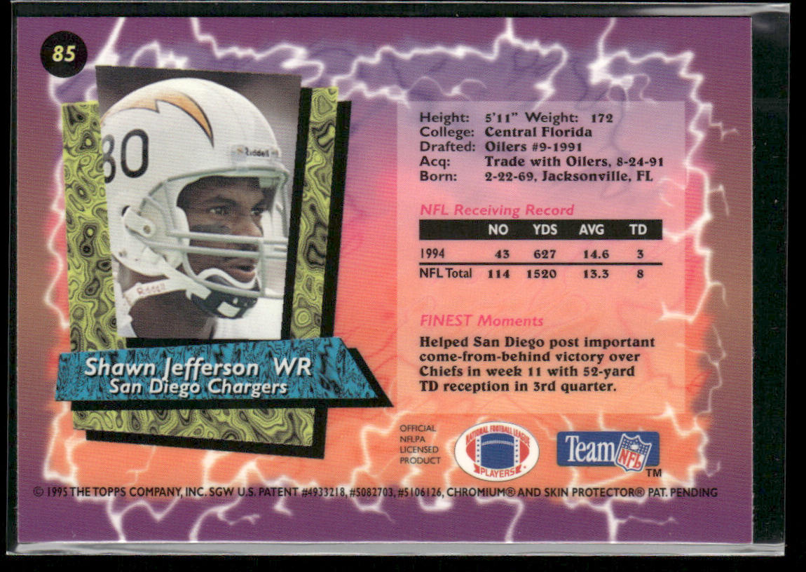 Shawn Jefferson 1995 Finest #85 San Diego Chargers