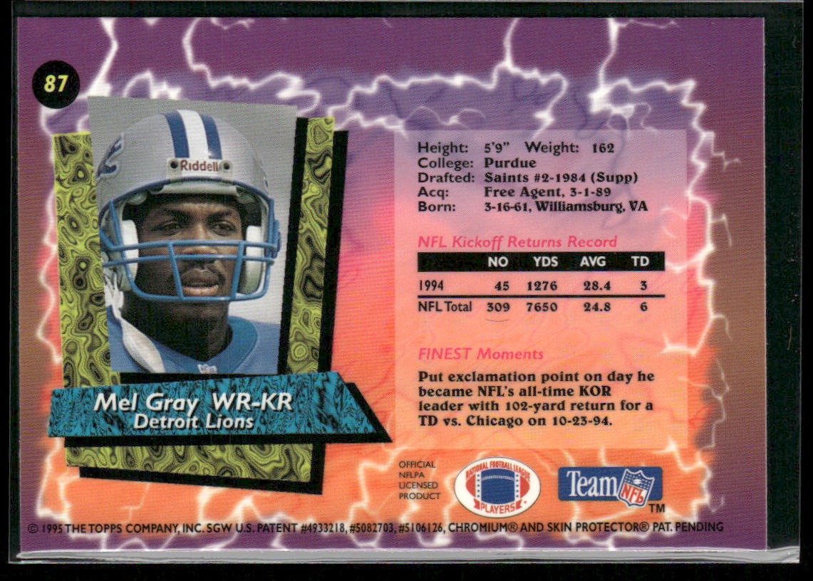 Mel Gray 1995 Finest #87 Detroit Lions