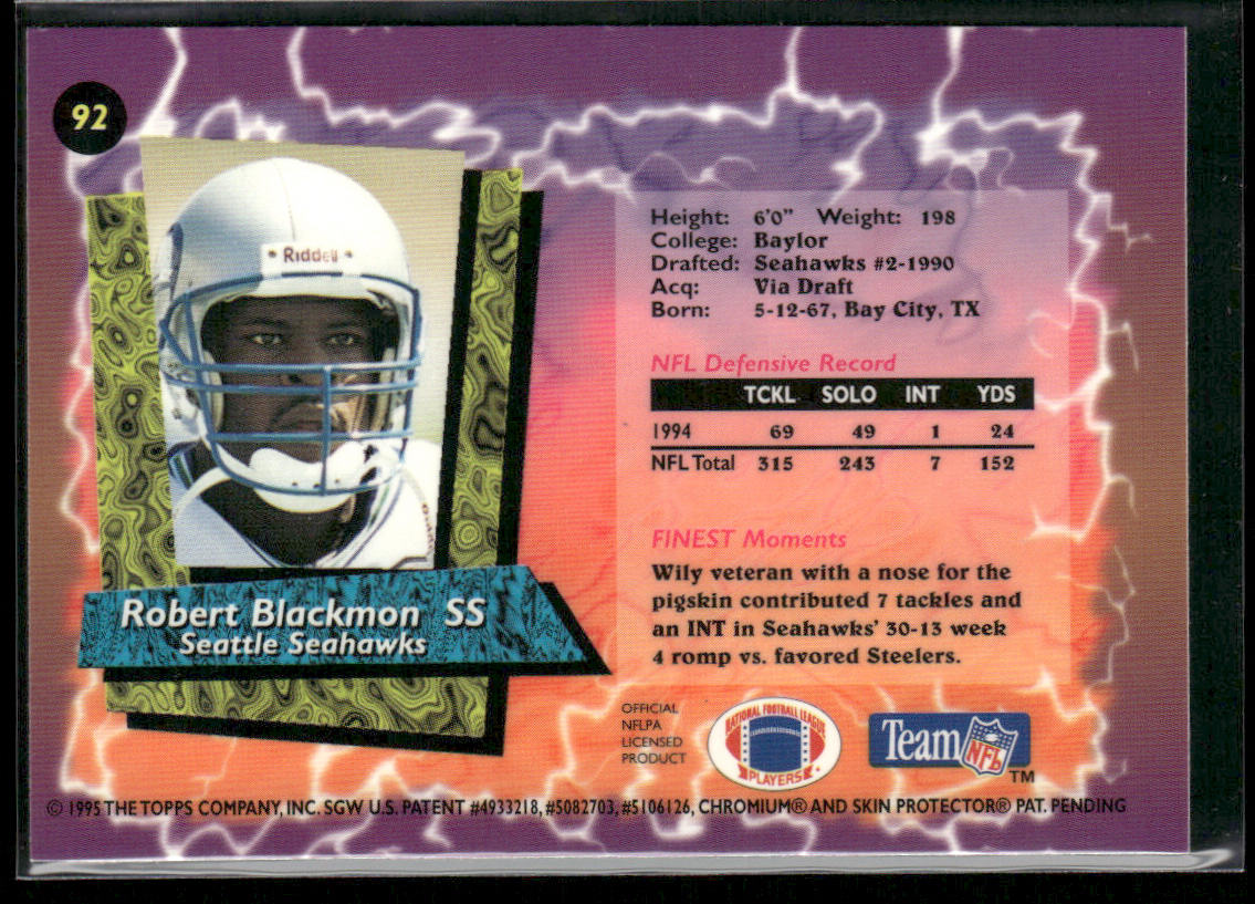 Robert Blackmon 1995 Finest #92 Seattle Seahawks