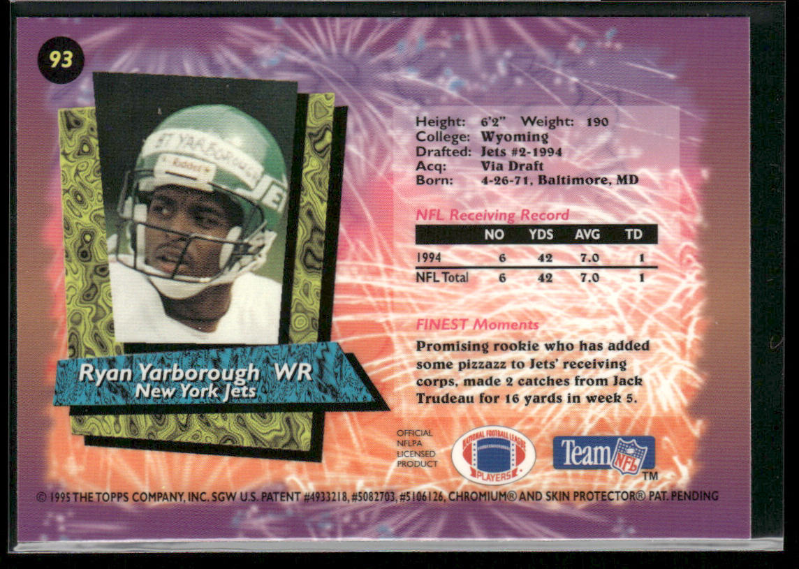 Ryan Yarborough 1995 Finest #93 New York Jets