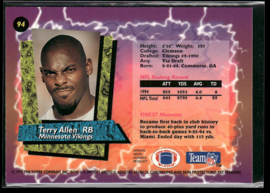 Terry Allen 1995 Finest #94 Minnesota Vikings