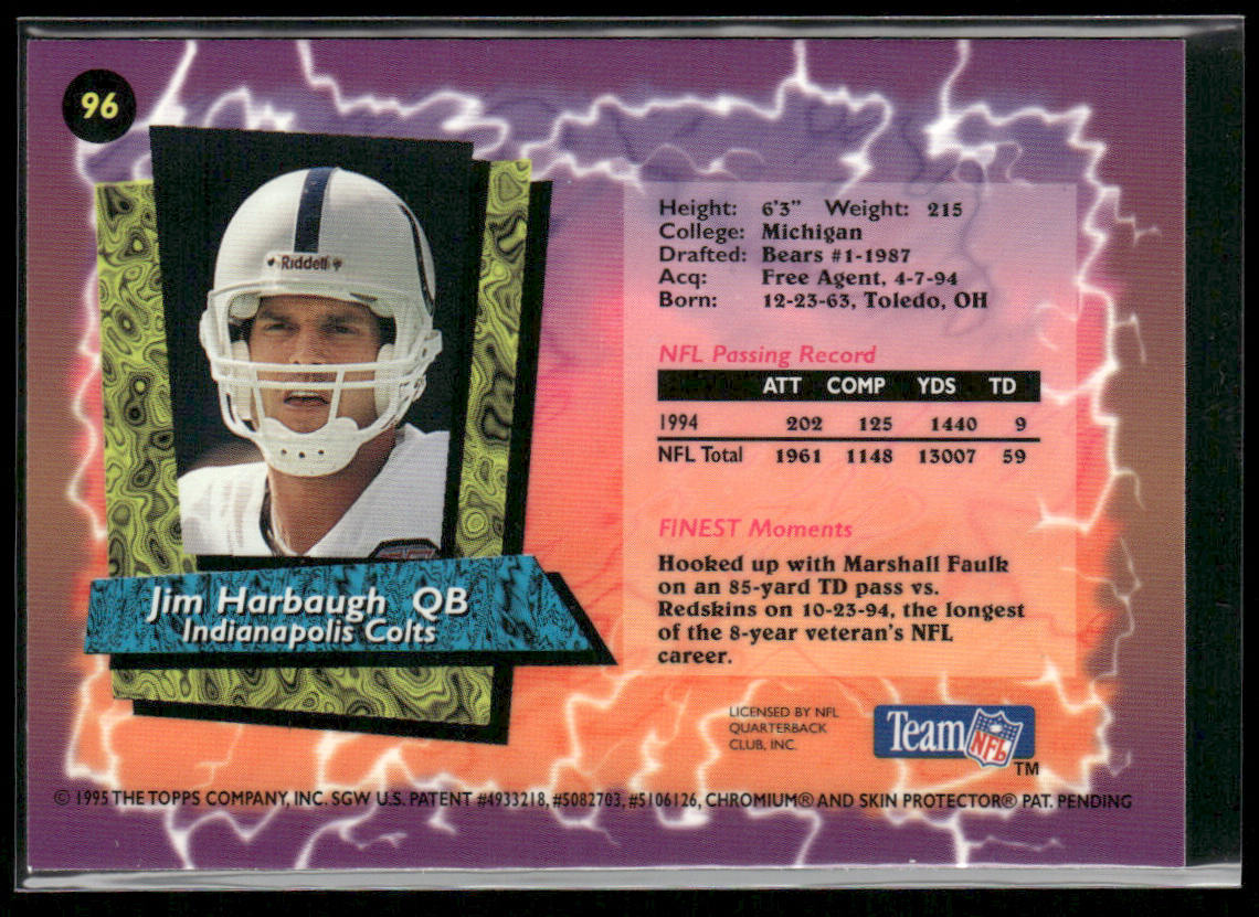 Jim Harbaugh 1995 Finest #96 Indianapolis Colts
