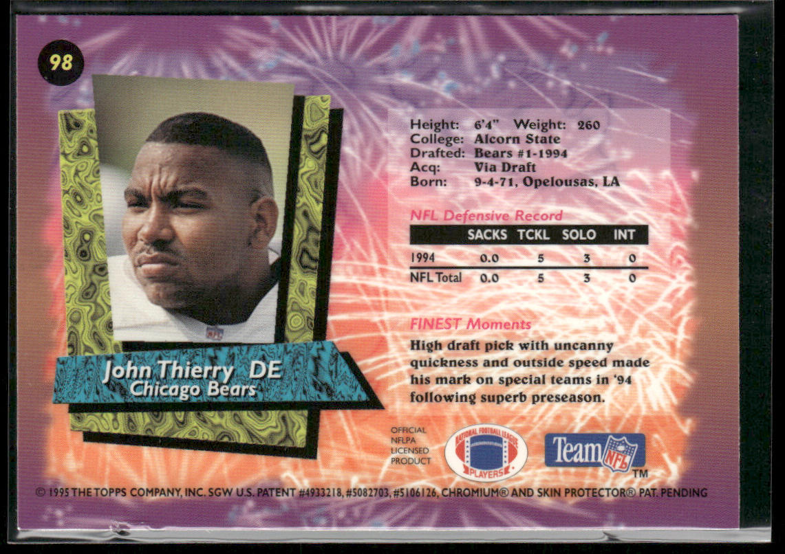 John Thierry 1995 Finest #98 Chicago Bears