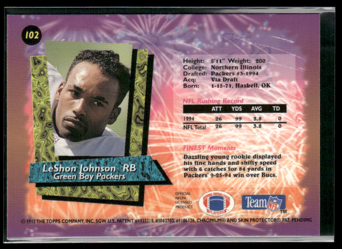 LeShon Johnson 1995 Finest #102 Green Bay Packers