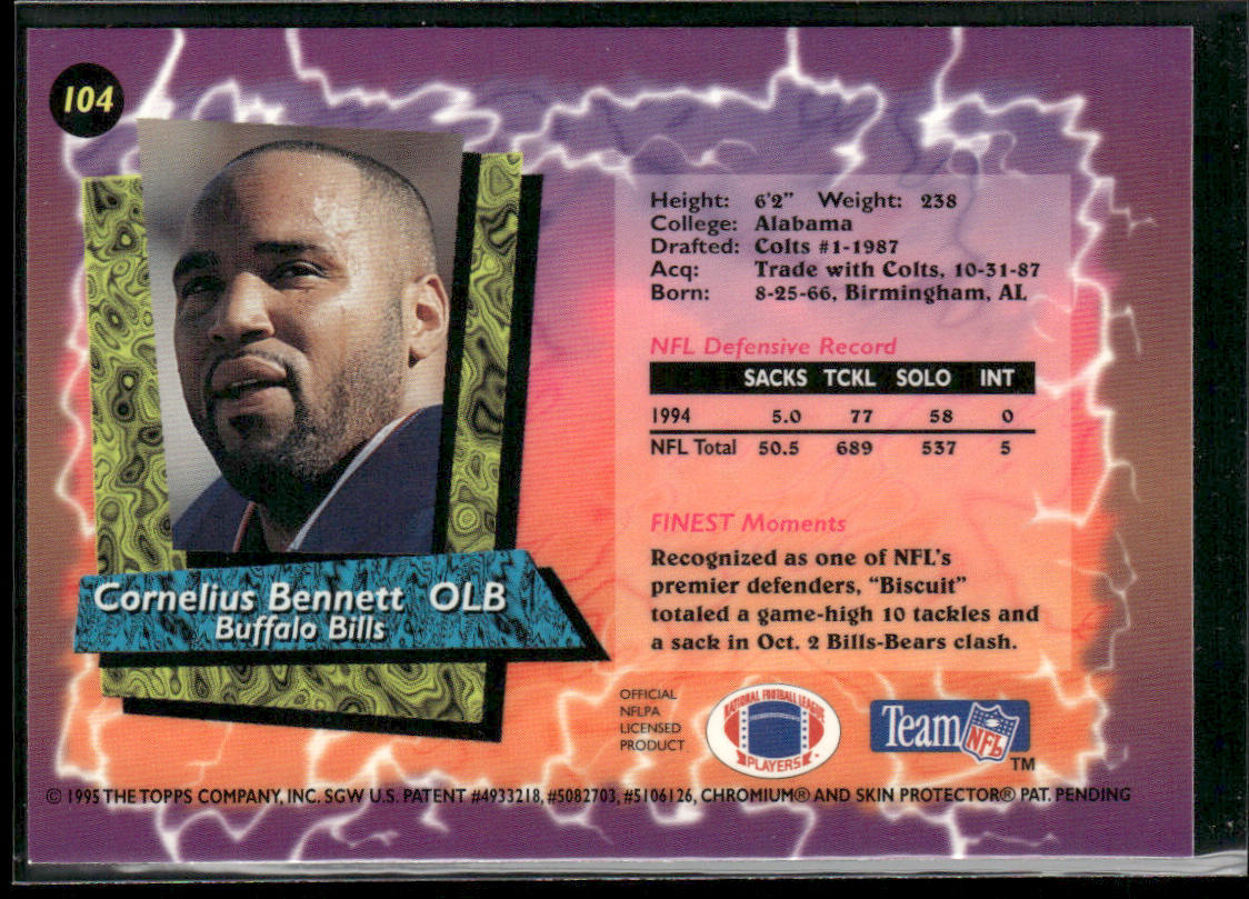 Cornelius Bennett 1995 Finest #104 Buffalo Bills