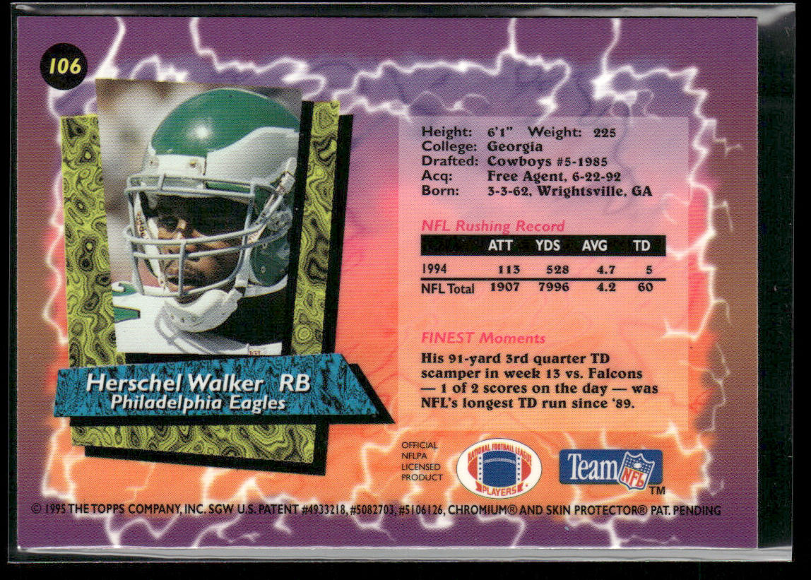 Herschel Walker 1995 Finest #106 Philadelphia Eagles