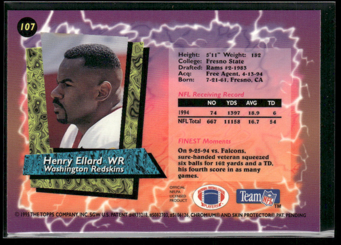 Henry Ellard 1995 Finest #107 Washington Redskins