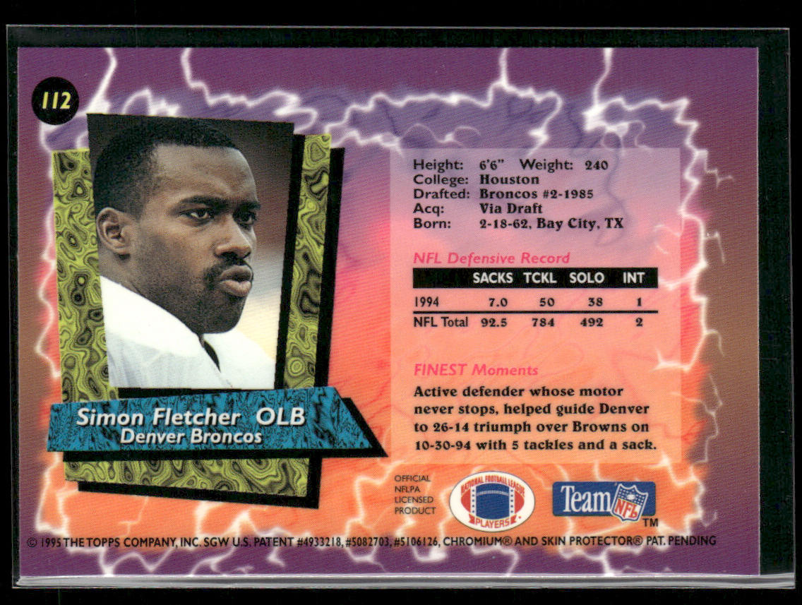 Simon Fletcher 1995 Finest #112 Denver Broncos