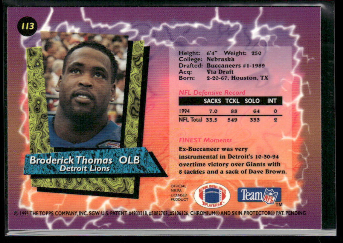 Broderick Thomas 1995 Finest #113 Detroit Lions