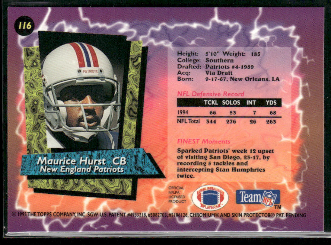 Maurice Hurst 1995 Finest #116 New England Patriots
