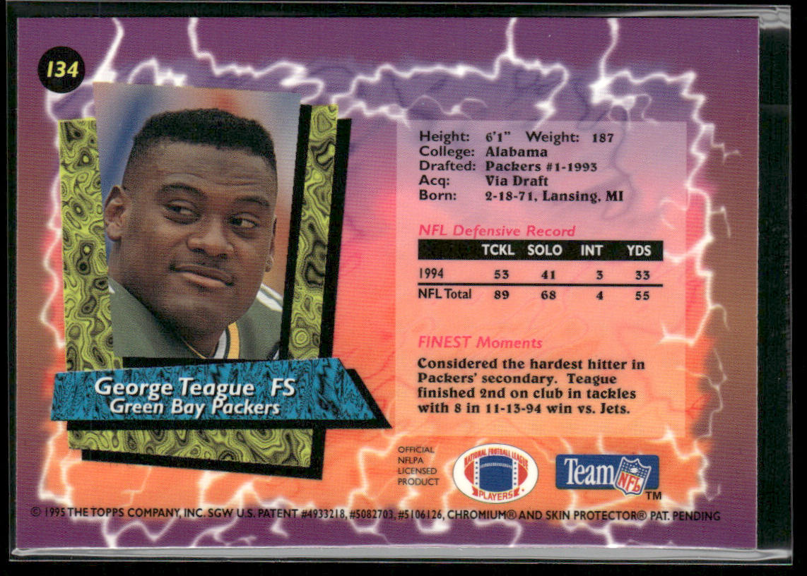 George Teague 1995 Finest #134 Green Bay Packers
