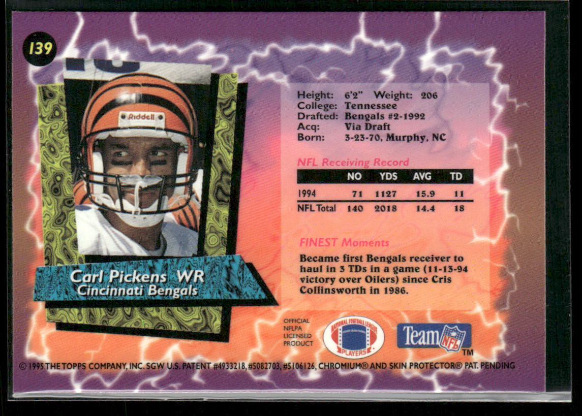 Carl Pickens 1995 Finest #139 Cincinnati Bengals