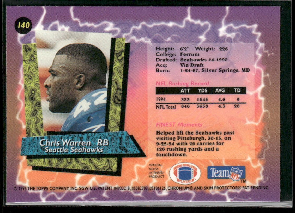 Chris Warren 1995 Finest #140 Seattle Seahawks