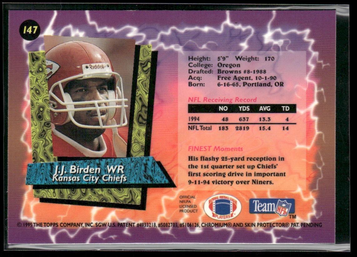 J.J. Birden 1995 Finest #147 Kansas City Chiefs