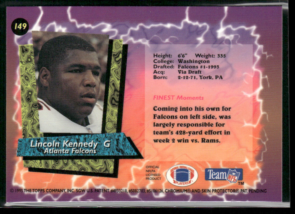 Lincoln Kennedy 1995 Finest #149 Atlanta Falcons