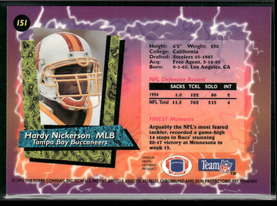 Hardy Nickerson 1995 Finest #151 Tampa Bay Buccaneers