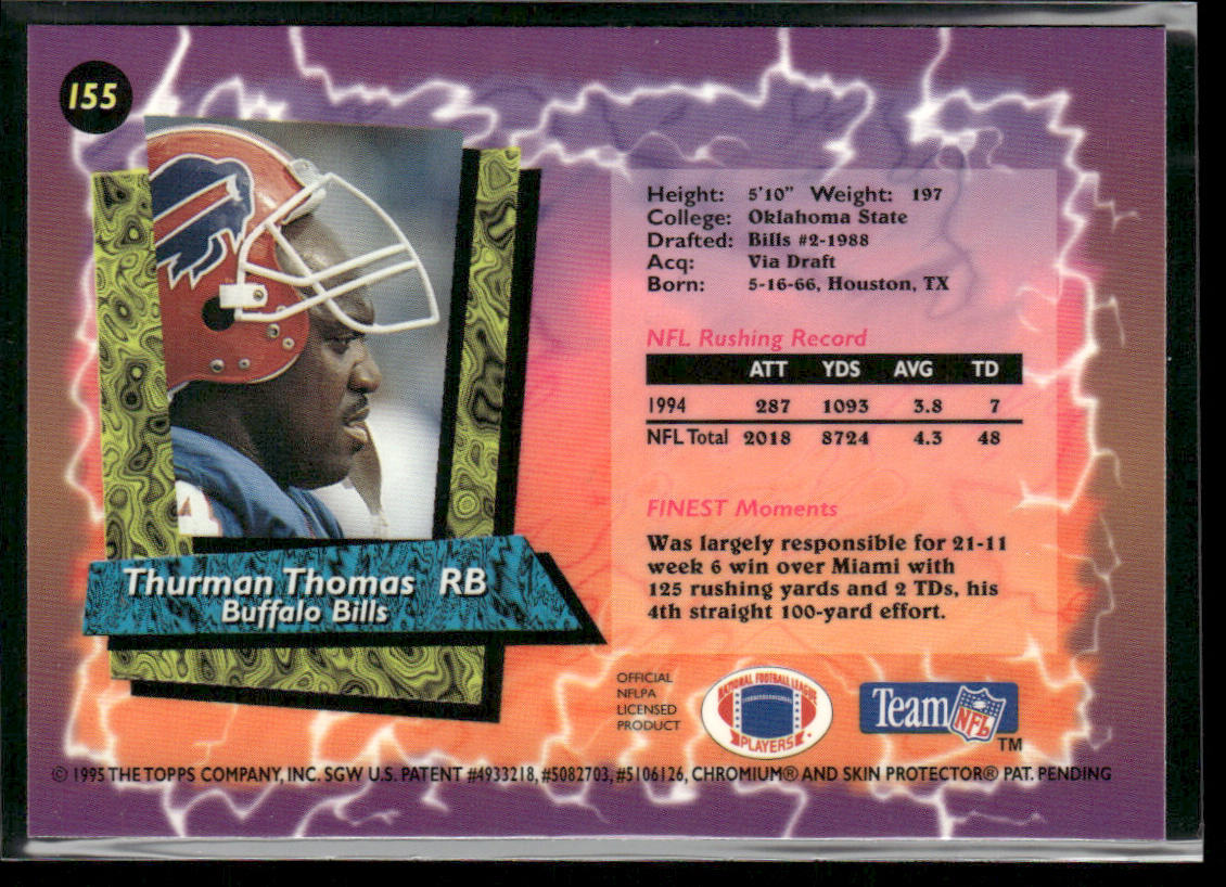 Thurman Thomas 1995 Finest #155 Buffalo Bills