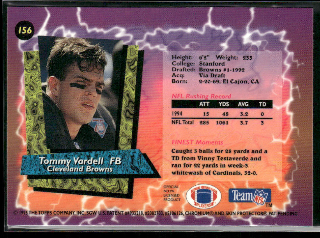 Tommy Vardell 1995 Finest #156 Cleveland Browns
