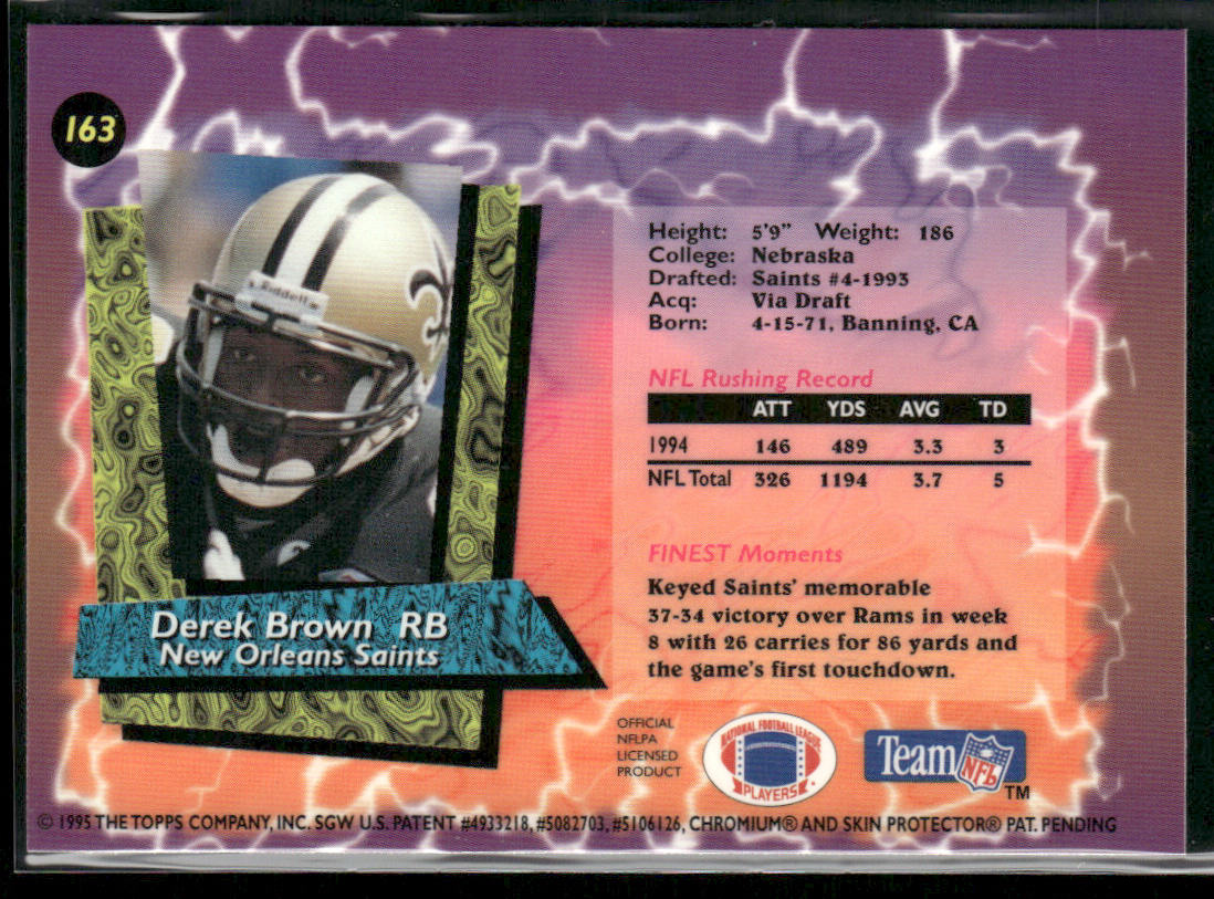 Derek Brown 1995 Finest #163 New Orleans Saints