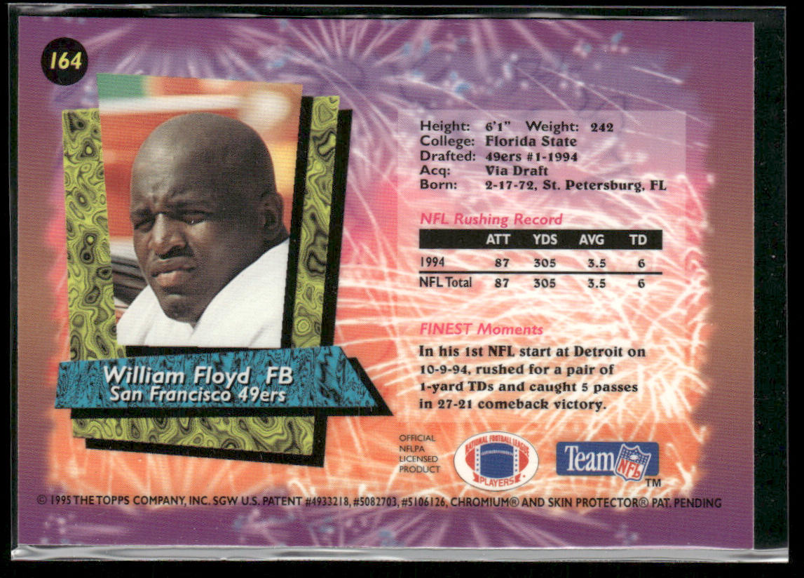 William Floyd 1995 Finest #164 San Francisco 49ers