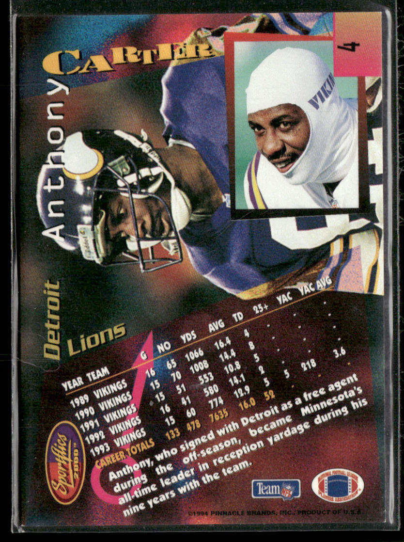 Anthony Carter 1994 Sportflics #4 Detroit Lions
