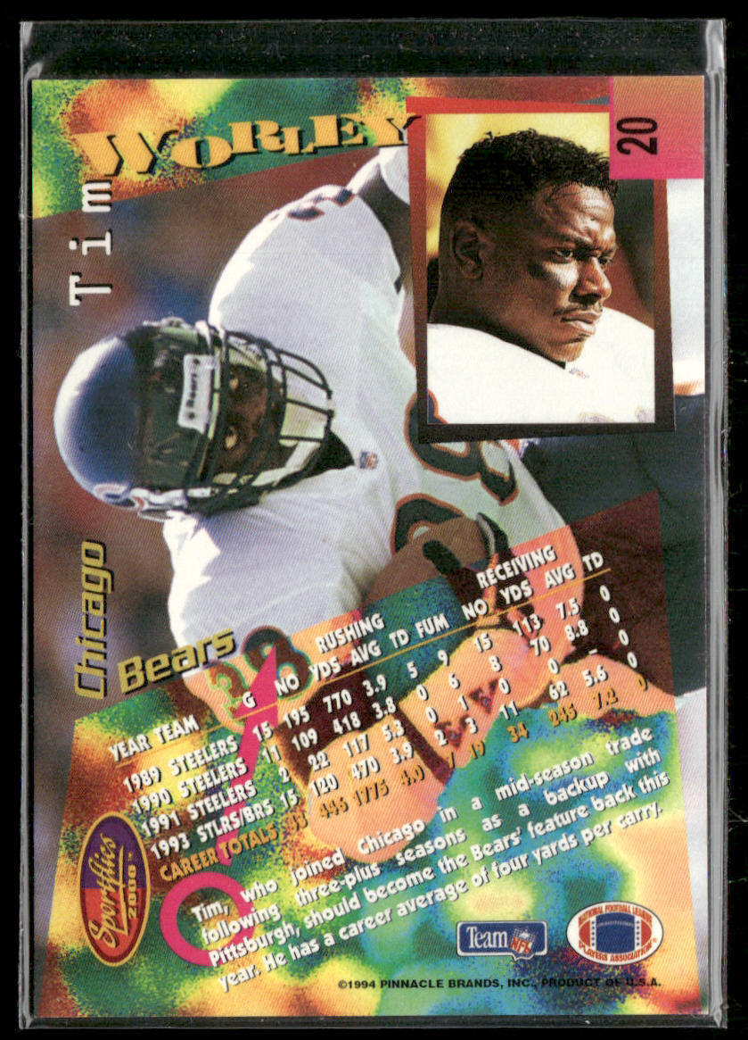 Tim Worley 1994 Sportflics #20 Chicago Bears