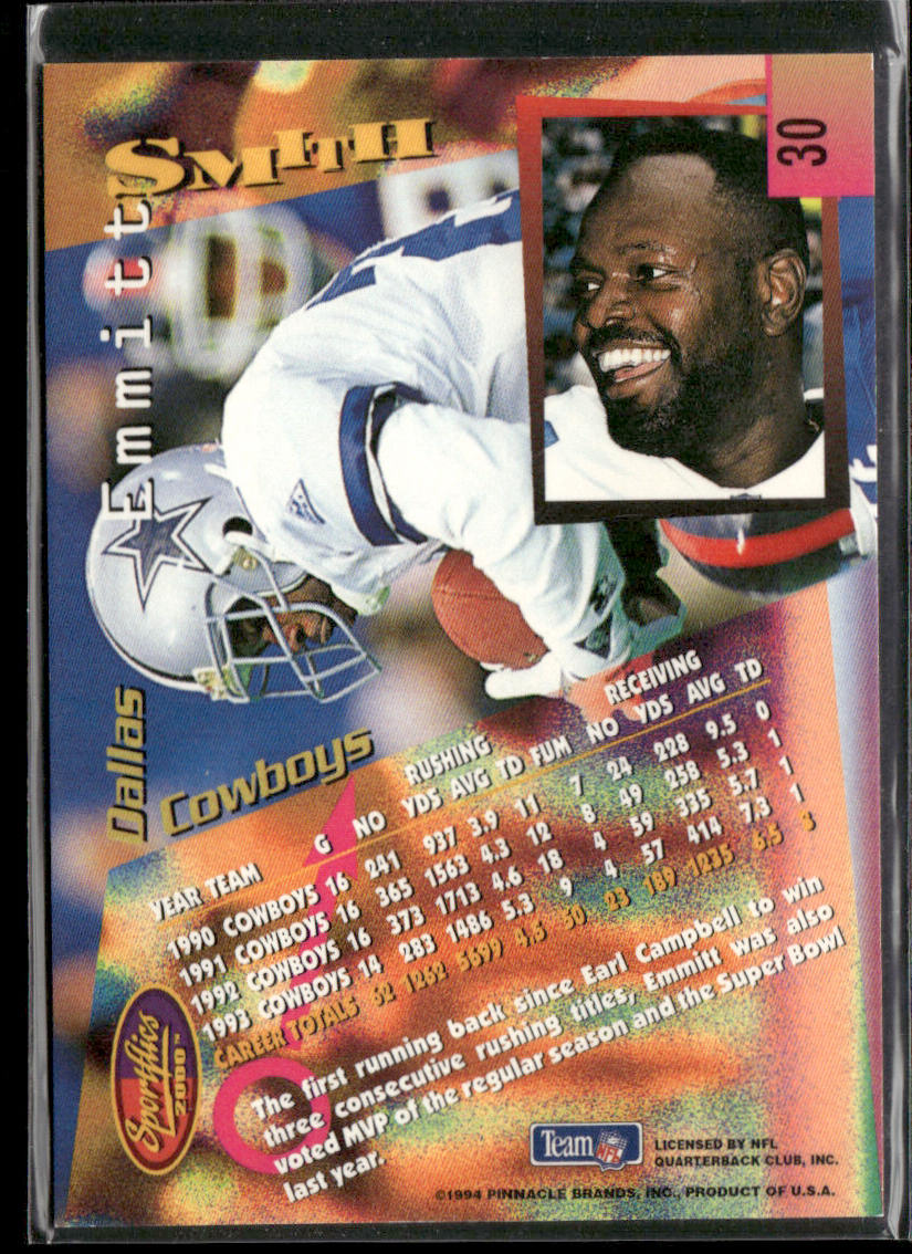 Emmitt Smith 1994 Sportflics #30 Dallas Cowboys