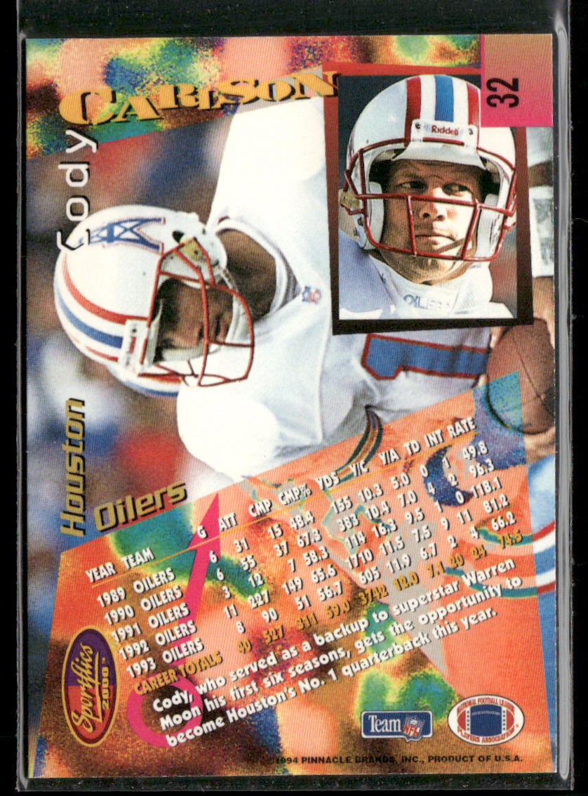 Cody Carlson 1994 Sportflics #32 Houston Oilers