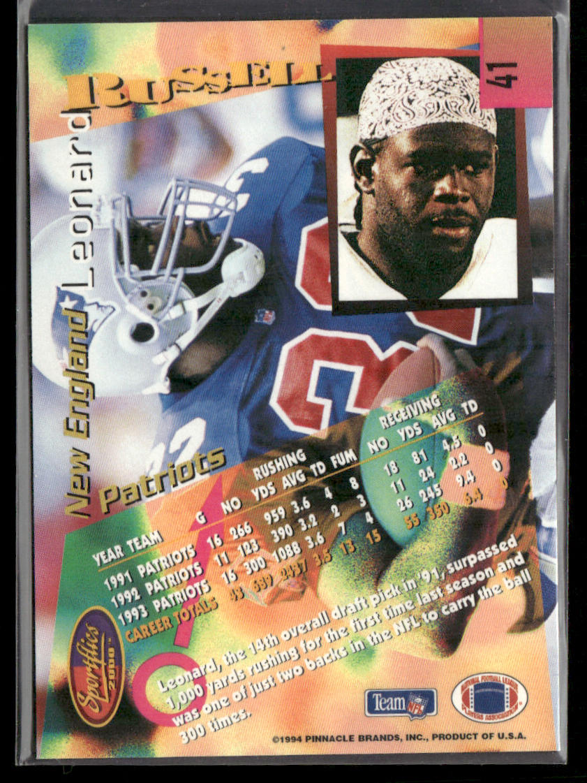 Leonard Russell 1994 Sportflics #41 New England Patriots