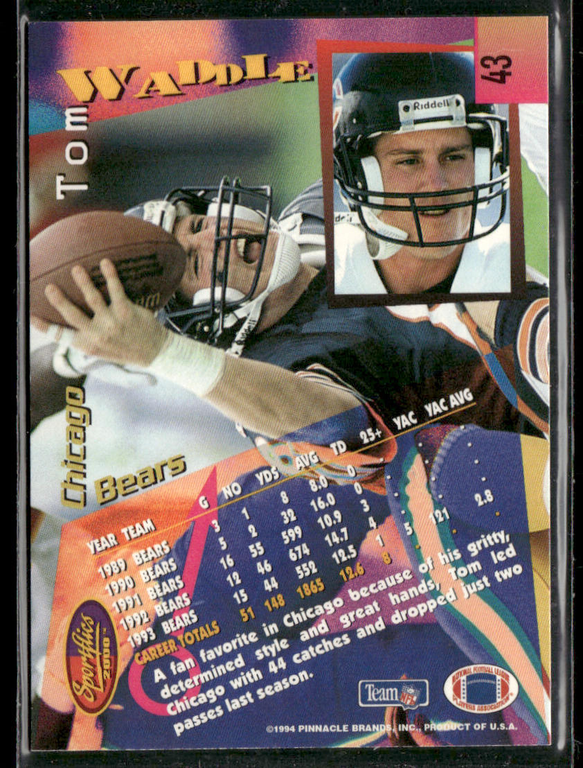 Tom Waddle 1994 Sportflics #43 Chicago Bears