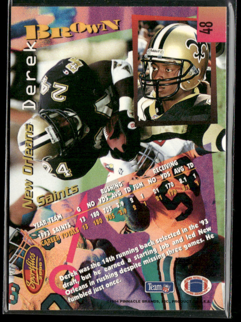 Derek Brown 1994 Sportflics #48 New Orleans Saints