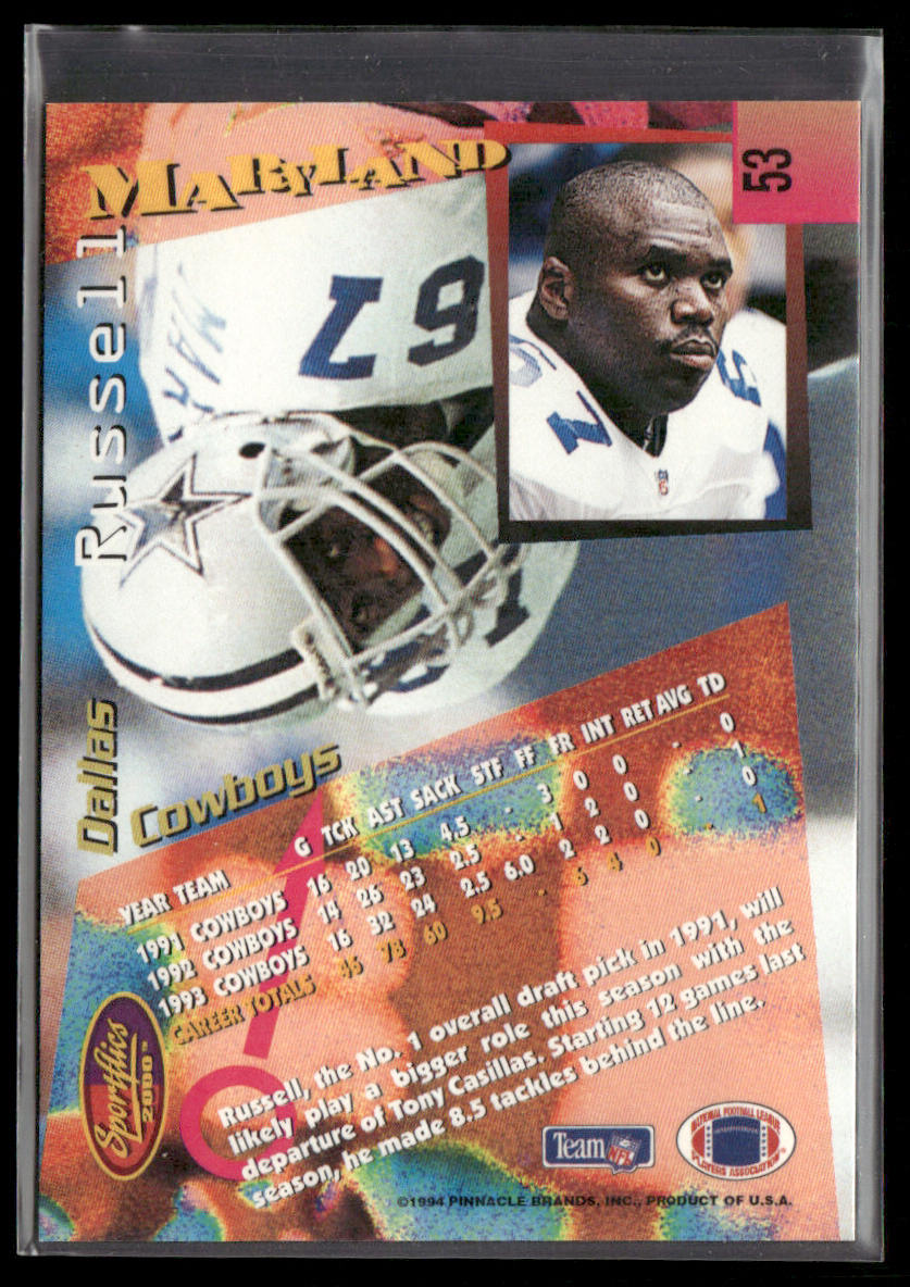 Russell Maryland 1994 Sportflics #53 Dallas Cowboys