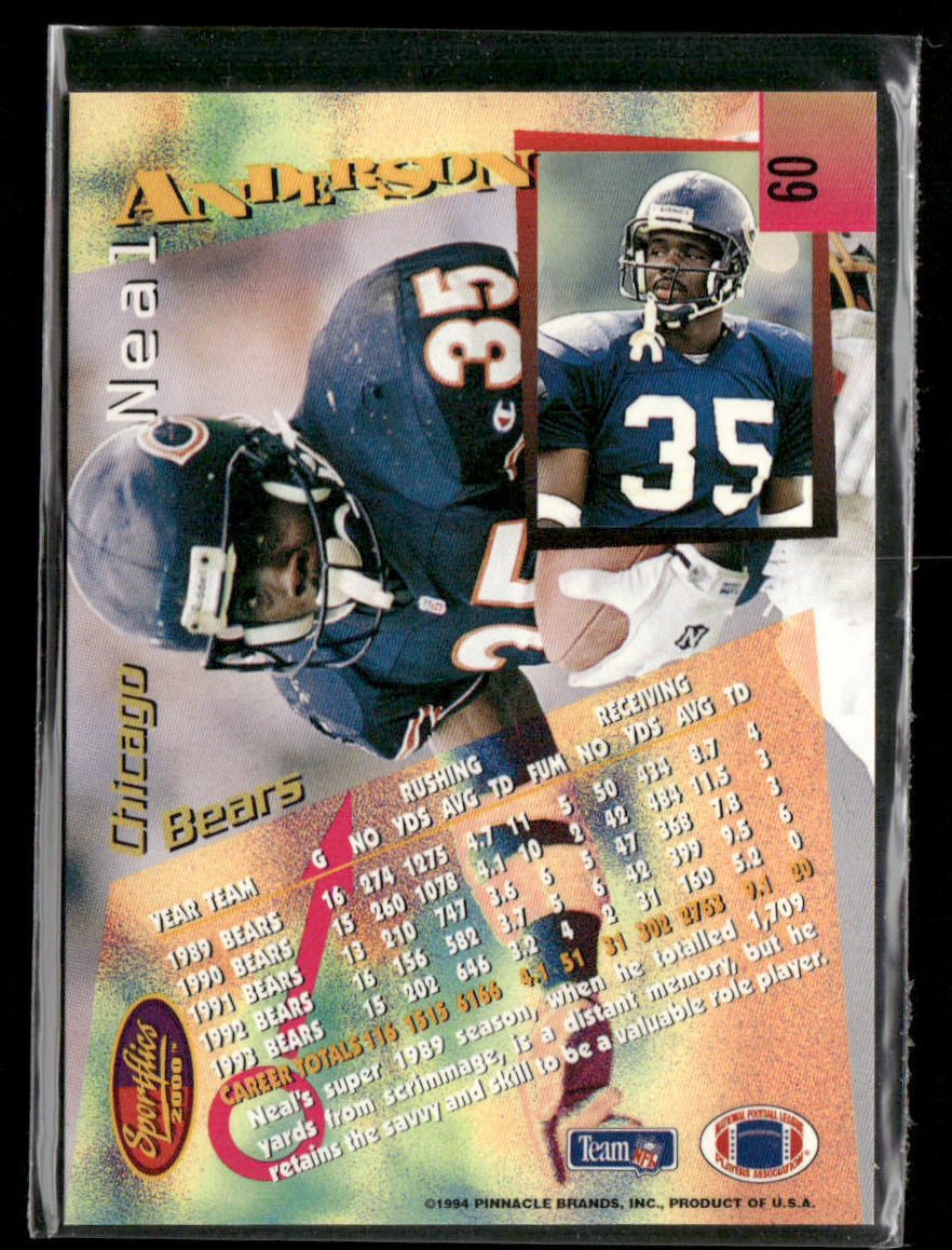 Neal Anderson 1994 Sportflics #60 Chicago Bears