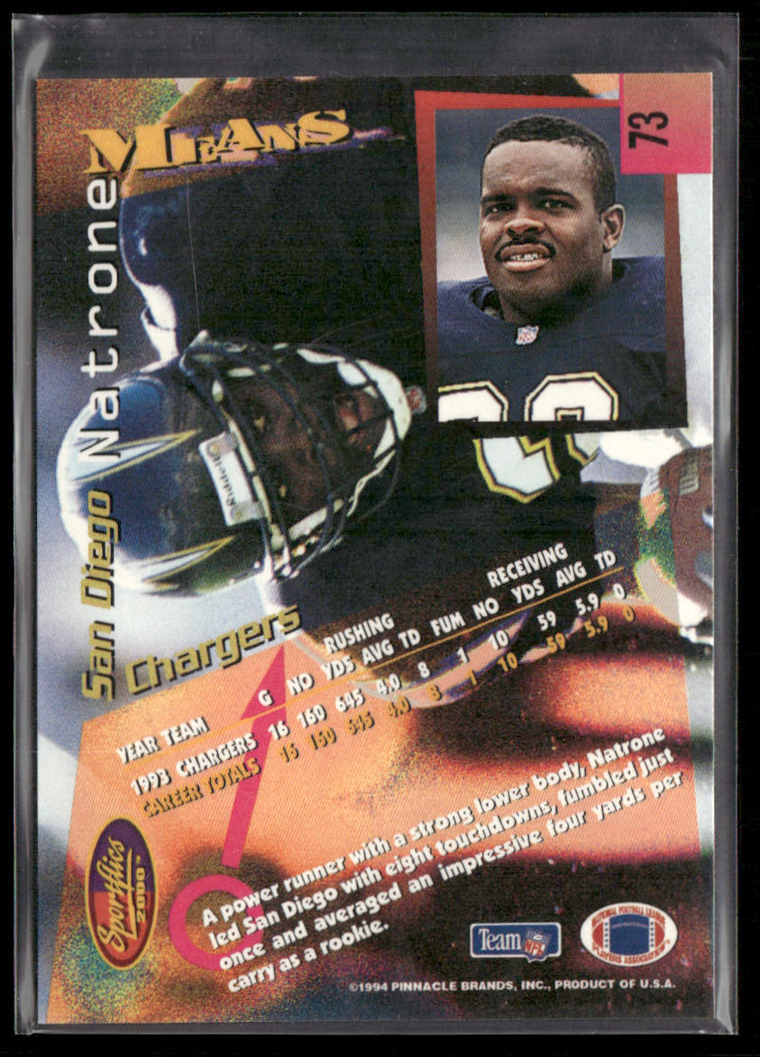 Natrone Means 1994 Sportflics #73 San Diego Chargers