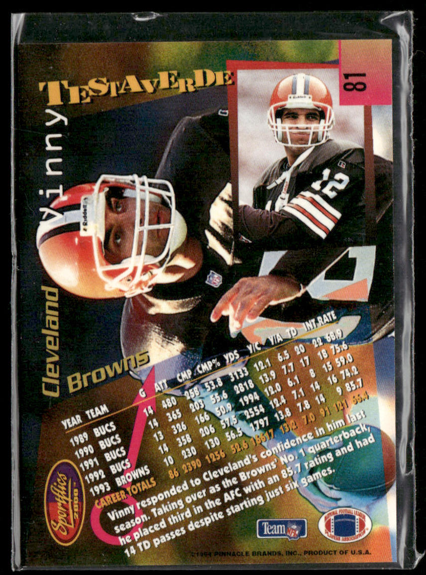 Vinny Testaverde 1994 Sportflics #81 Cleveland Browns